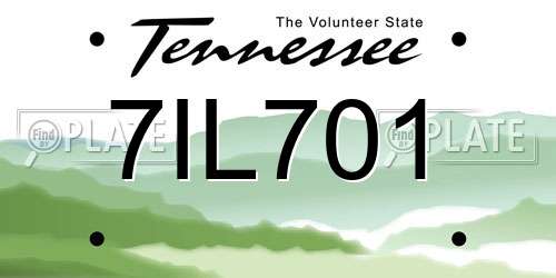 7IL701 Tennessee License Plate
