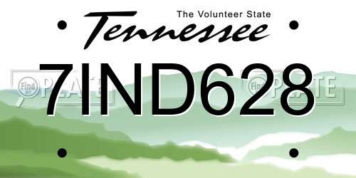 7IND628 Tennessee License Plate