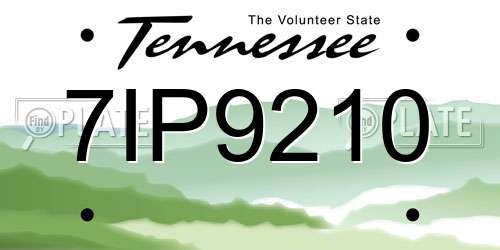 7IP9210 Tennessee License Plate
