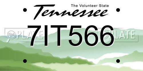 7IT566 Tennessee License Plate