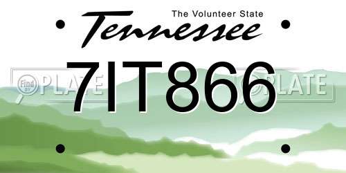 7IT866 Tennessee License Plate