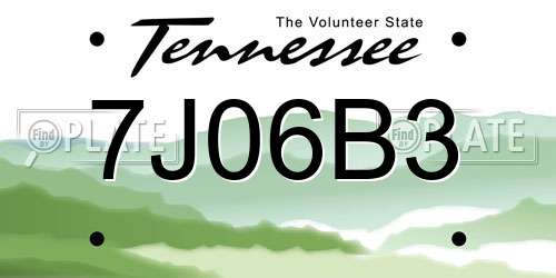 7J06B3 Tennessee License Plate