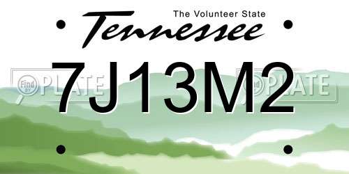 7J13M2 Tennessee License Plate