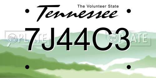 7J44C3 Tennessee License Plate