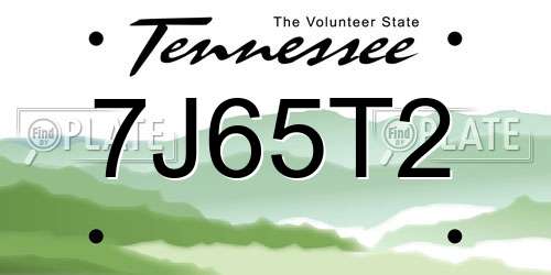 7J65T2 Tennessee License Plate