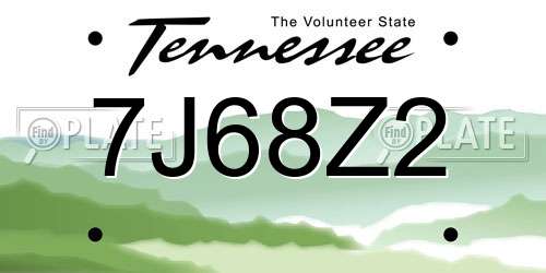7J68Z2 Tennessee License Plate