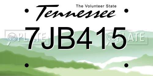 7JB415 Tennessee License Plate