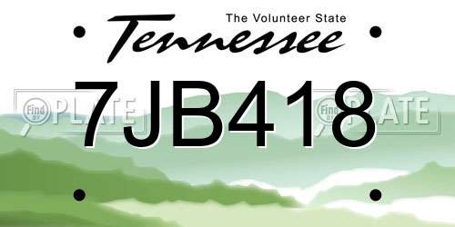 7JB418 Tennessee License Plate