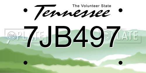 7JB497 Tennessee License Plate