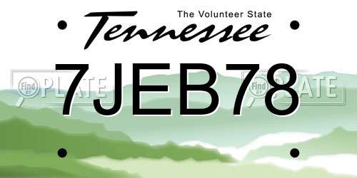 7JEB78 Tennessee License Plate