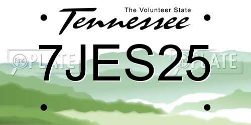 7JES25 Tennessee License Plate