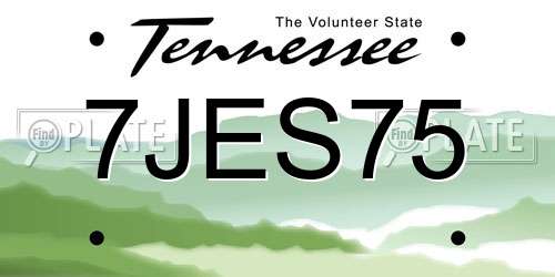 7JES75 Tennessee License Plate