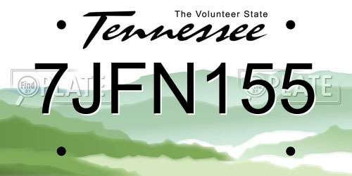 7JFN155 Tennessee License Plate