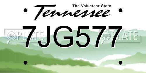 7JG577 Tennessee License Plate