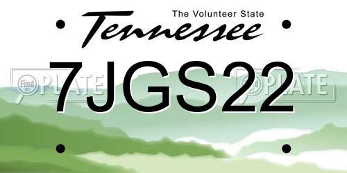 7JGS22 Tennessee License Plate