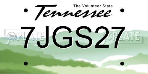 7JGS27 Tennessee License Plate