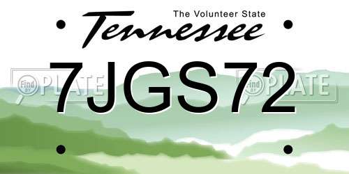 7JGS72 Tennessee License Plate