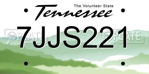7JJS221 Tennessee License Plate
