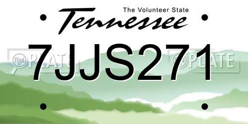 7JJS271 Tennessee License Plate