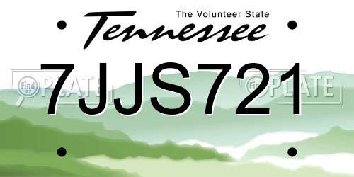 7JJS721 Tennessee License Plate