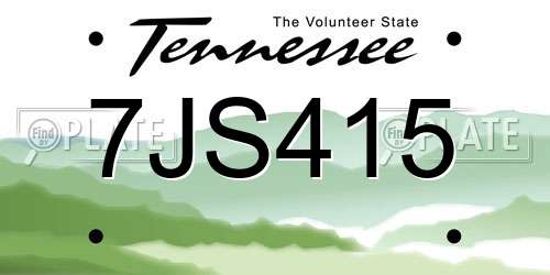 7JS415 Tennessee License Plate