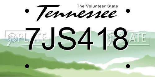 7JS418 Tennessee License Plate