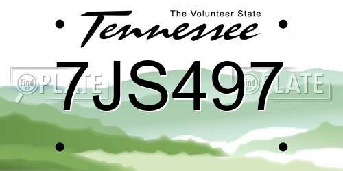 7JS497 Tennessee License Plate