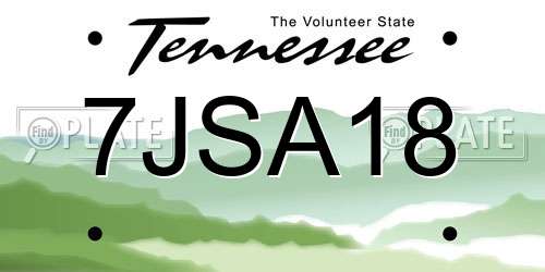 7JSA18 Tennessee License Plate