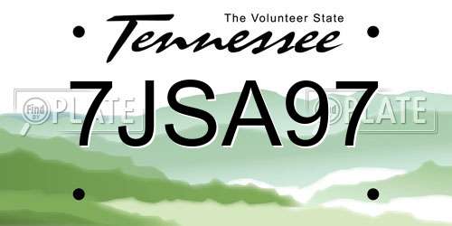 7JSA97 Tennessee License Plate