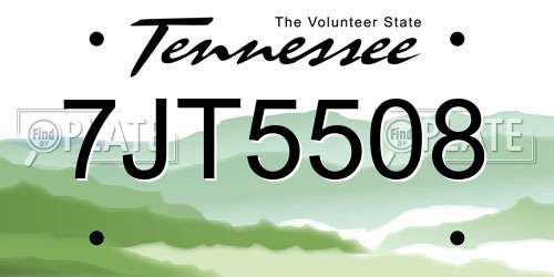 7JT5508 Tennessee License Plate