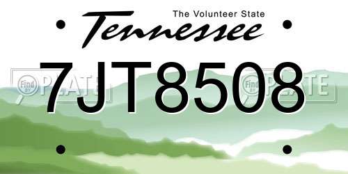 7JT8508 Tennessee License Plate