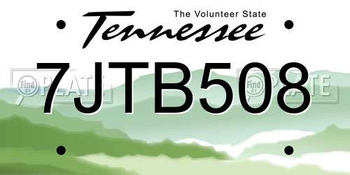 7JTB508 Tennessee License Plate