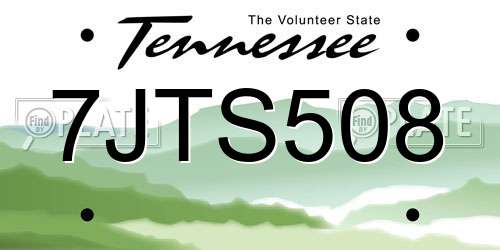 7JTS508 Tennessee License Plate