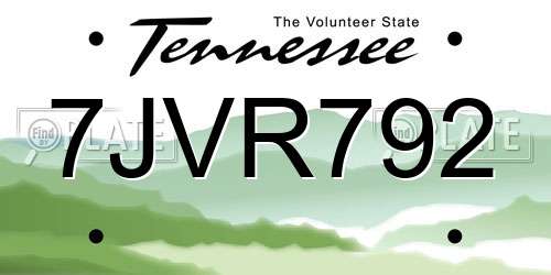 7JVR792 Tennessee License Plate