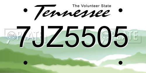 7JZ5505 Tennessee License Plate