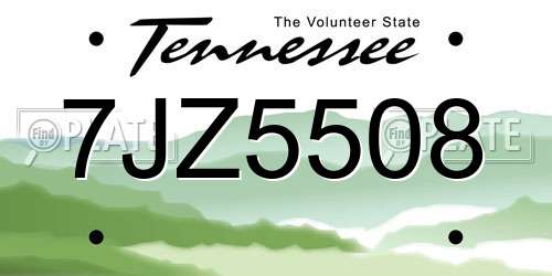 7JZ5508 Tennessee License Plate