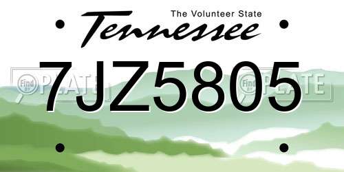 7JZ5805 Tennessee License Plate
