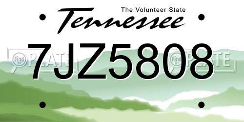 7JZ5808 Tennessee License Plate