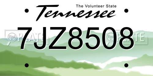 7JZ8508 Tennessee License Plate