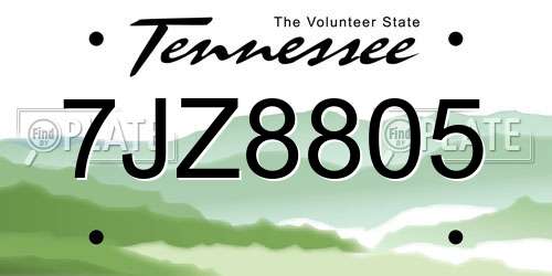 7JZ8805 Tennessee License Plate