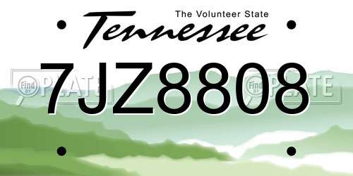 7JZ8808 Tennessee License Plate