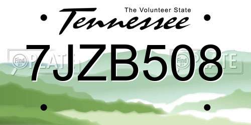 7JZB508 Tennessee License Plate