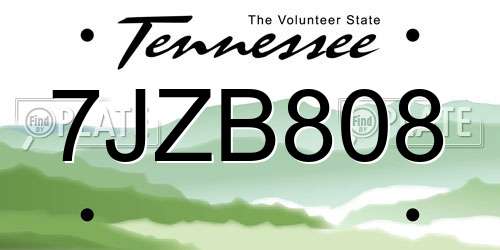 7JZB808 Tennessee License Plate