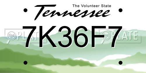 7K36F7 Tennessee License Plate