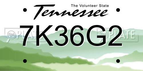 7K36G2 Tennessee License Plate