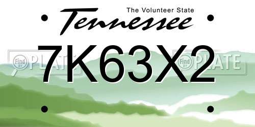 7K63X2 Tennessee License Plate