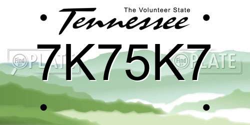 7K75K7 Tennessee License Plate