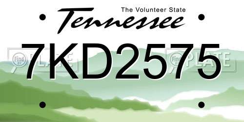 7KD2575 Tennessee License Plate