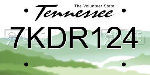 7KDR124 Tennessee License Plate