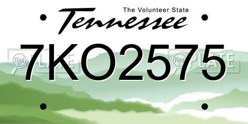 7KO2575 Tennessee License Plate